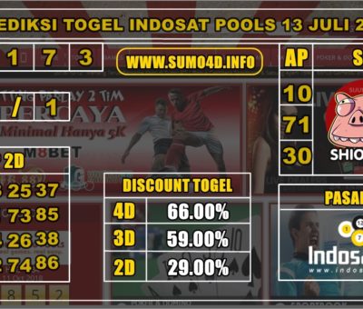 PREDIKSI TOGEL INDOSAT 13 JULI 2019