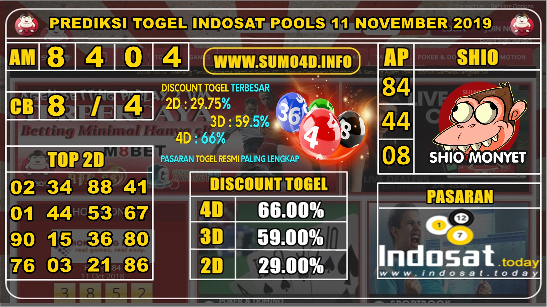 PREDIKSI TOGEL INDOSAT POOLS 11 NOVEMBER 2019