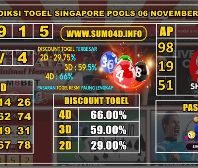 PREDIKSI TOGEL SINGAPORE POOLS 06 NOVEMBER 2019