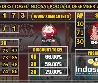 PREDIKSI TOGEL INDOSAT POOLS 13 DESEMBER 2019