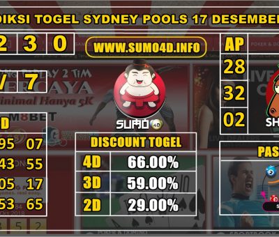 PREDIKSI TOGEL SYDNEY POOLS 17 DESEMBER 2019