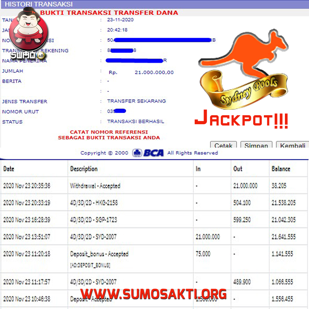 BUKTI JACKPOT TOGEL Rp 21.000.000 MEMBER SUMO4D