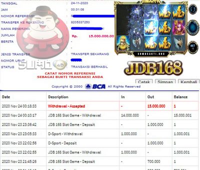 BUKTI JACKPOT SLOT JDB168 Rp 15.000.000 MEMBER SUMO4D