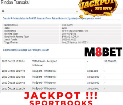 BUKTI JACKPOT SPORTBOOKS Rp 33.000.000 MEMBER SUMO4D