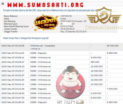 BUKTI JACKPOT CASINO Rp 50.000.000 MEMBER SUMO4D