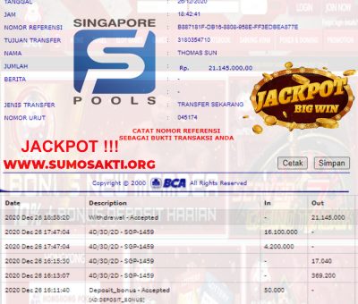 BUKTI JACKPOT SLOT GAMES Rp 21.145.000 MEMBER SUMO4D