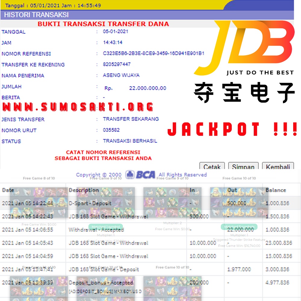 BUKTI JACKPOT SLOT GAMES Rp 22.000.000 MEMBER SUMO4D