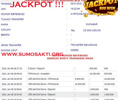 BUKTI JACKPOT SLOT GAMES Rp 15.000.000 MEMBER SUMO4D