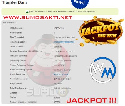 BUKTI JACKPOT LIVE CASINO Rp 41.300.000 MEMBER SUMO4D