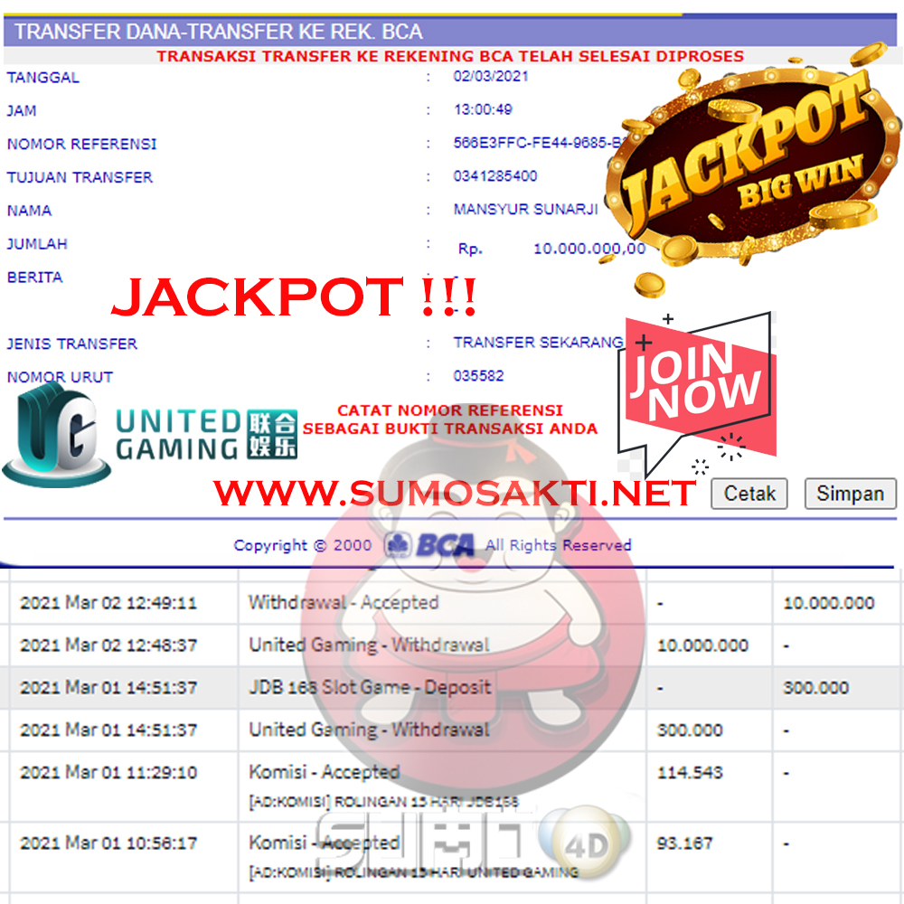 BUKTI JACKPOT SPORTBOOK Rp 10.000.000 MEMBER SUMO4D