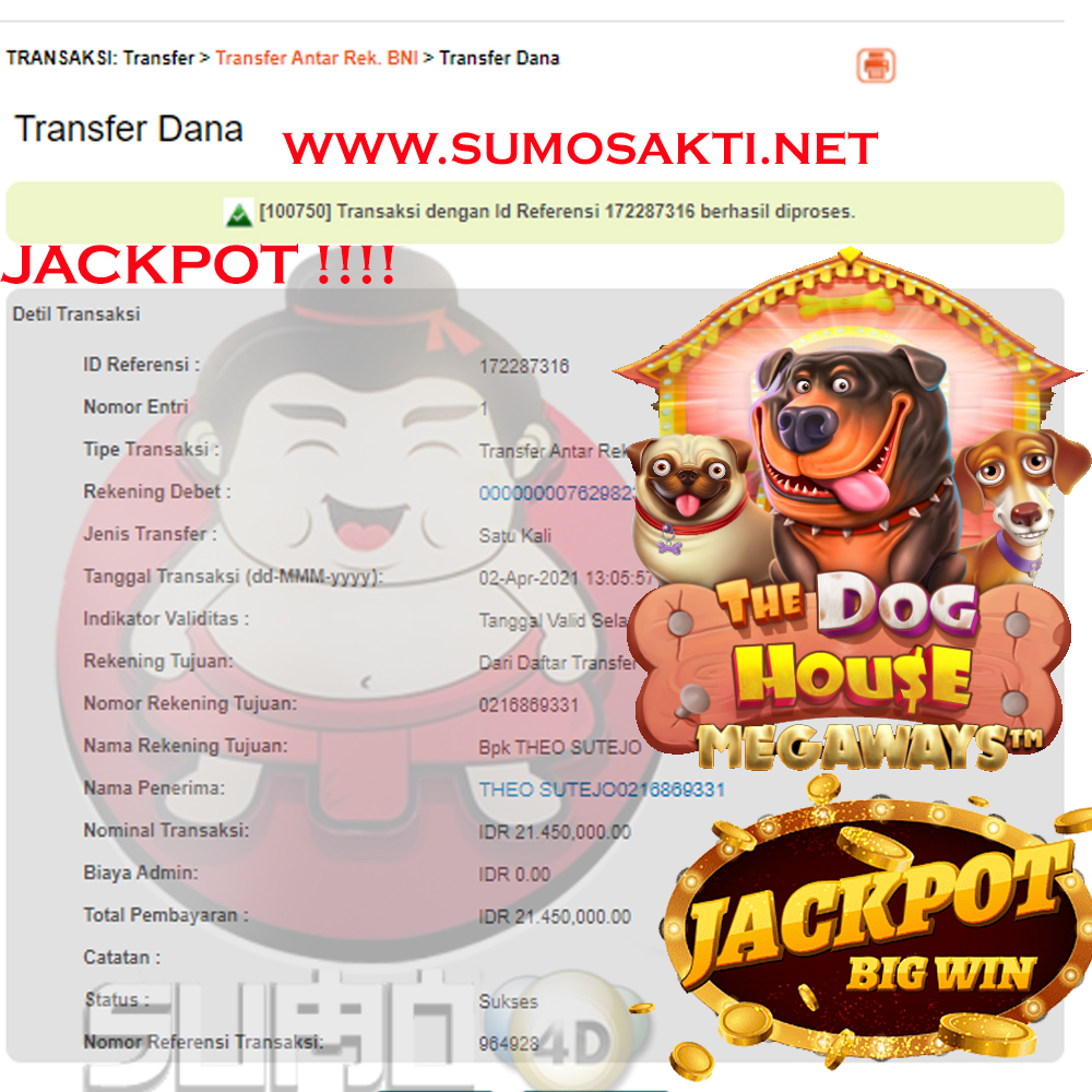 BUKTI JACKPOT SLOT GAMES Rp 21.450.000 MEMBER SUMO4D