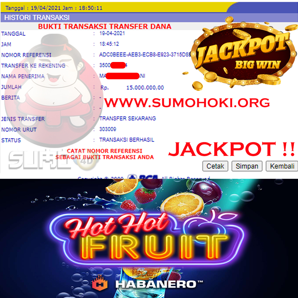 BUKTI JACKPOT SLOT GAMES Rp 15.000.000 MEMBER SUMO4D