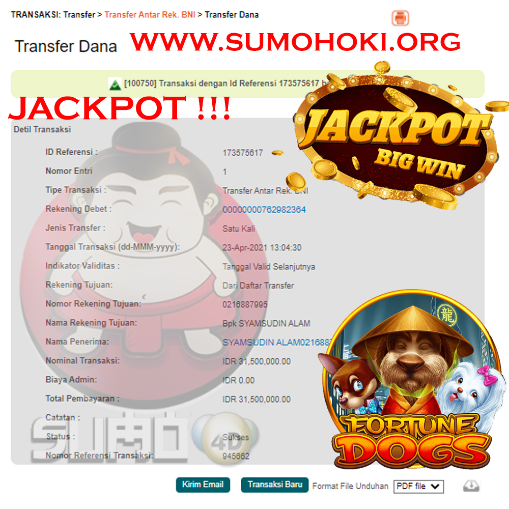 BUKTI JACKPOT SLOT GAMES Rp 31.500.000 MEMBER SUMO4D