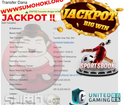 BUKTI JACKPOT SPORTBOOKS Rp 22.820.000 MEMBER SUMO4D