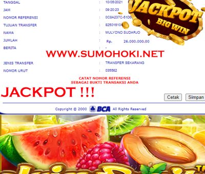 BUKTI JACKPOT SLOT GAMES Rp 26.000.000 MEMBER SUMO4D