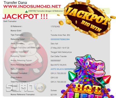 BUKTI JACKPOT SLOT GAMES Rp 31.700.000 MEMBER SUMO4D