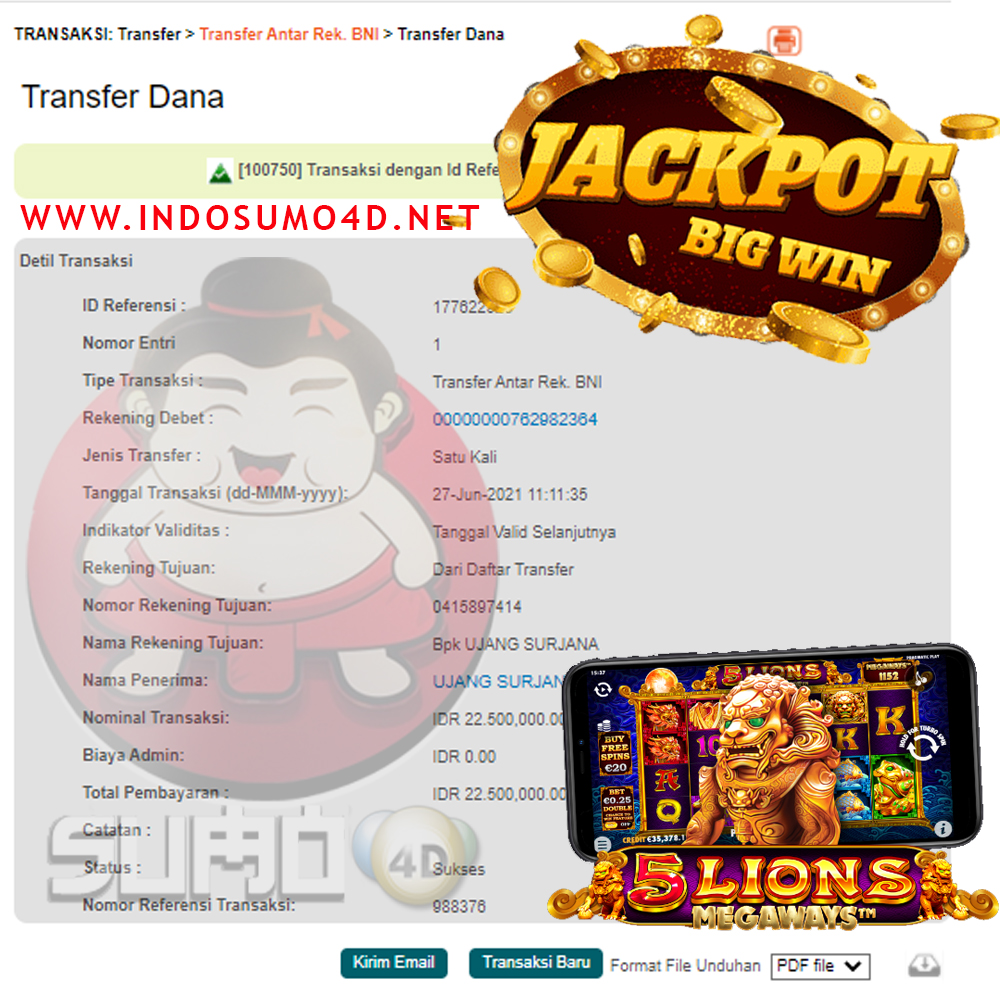 BUKTI JACKPOT SLOT GAMES Rp 22.500.000 MEMBER SUMO4D