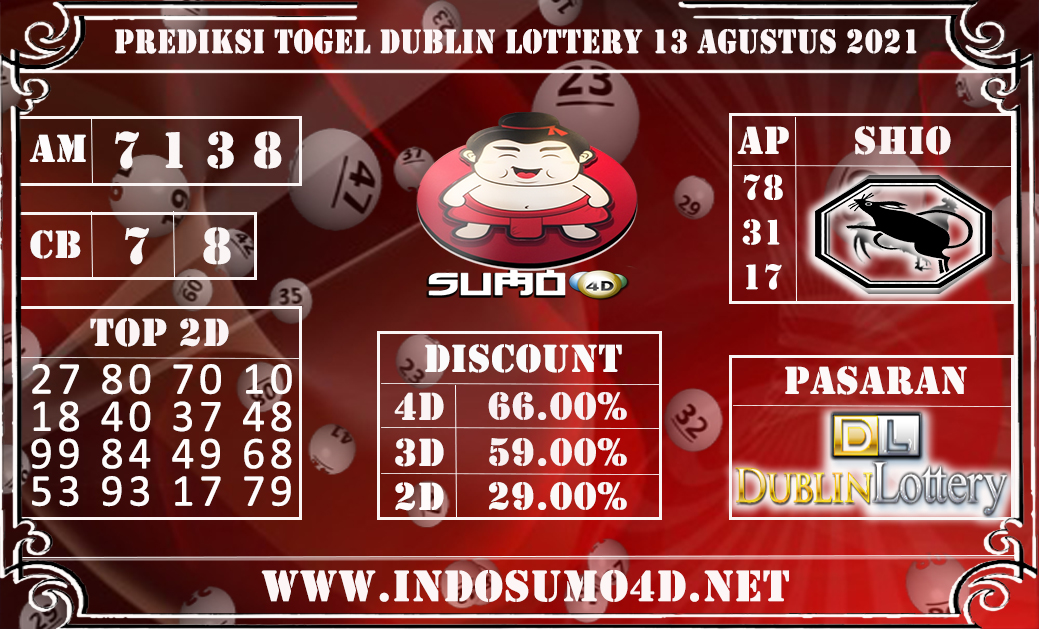 PREDIKSI TOGEL DUBLIN POOLS 13 AGUSTUS 2021