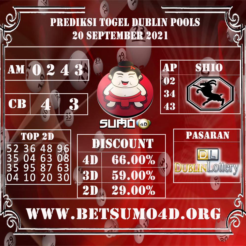 PREDIKSI TOGEL DUBLIN POOLS 20 SEPTEMBER 2021 