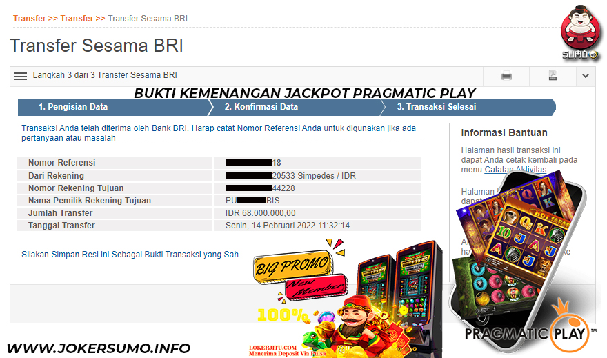 BUKTI JACKPOT PRAGMATIC PLAY SLOT TGL 14 FEBRUARI 2022