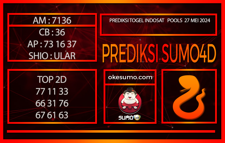 PREDIKSI TOGEL INDOSAT POOLS 27MEI2024