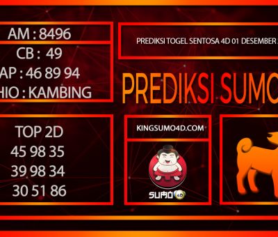 PREDIKSI TOGEL SENTOSA 4D/01/DESEMBER/2024